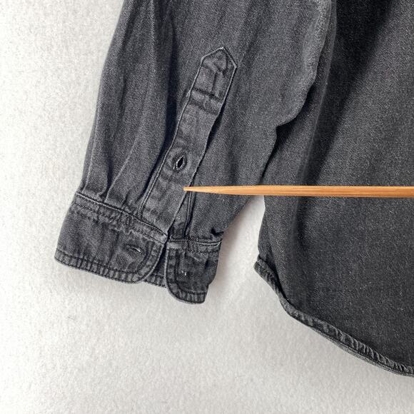 PERRY ELLIS Shirt Mens L AMERICA Denim Cotton Long Sleeve Button Up Black VTG - Picture 9 of 13